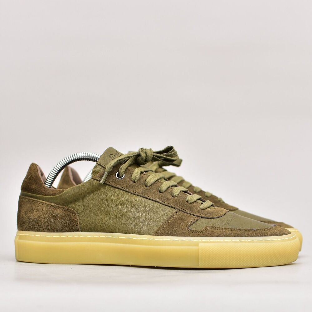 Good Man Brand Olive Suede & Leather Low-Top Sneakers with Gum Sole